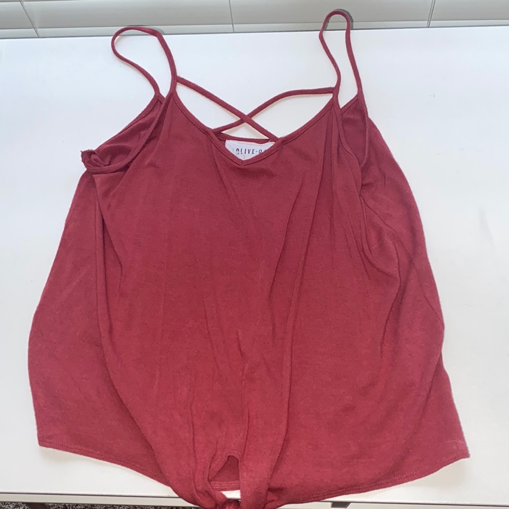 Red spaghetti strap tank top